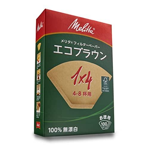 メリタ(Melitta) フィルターペーパー 4~8杯用 エコブラウン FSCミックス 1x4 ナチュラルブラウン 100枚入 PE-14GBN｜makotoya1259｜03