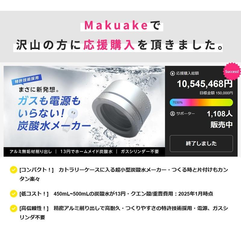 Makuake公式 まさに新発想。低コスト＆手軽 手のひらサイズの炭酸水