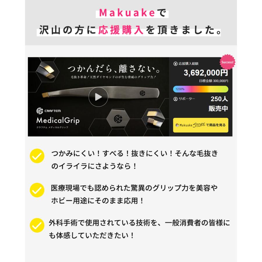 フルピン カップピン MT-14 195/65R15 2本 抜け無し 屋内保管 Makuake公式 掴んだら離さない天然ダイヤモンドのピンセット