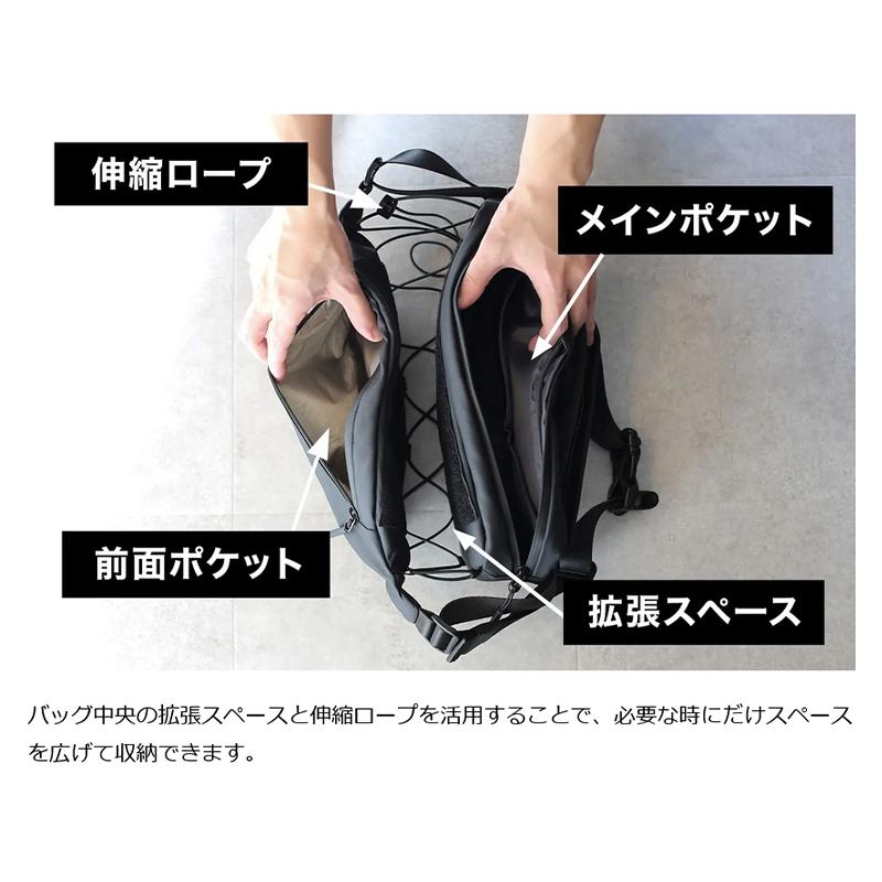makuake購入　新品、タグ付き　撥水加工　拡張型スリングボディバッグ Makuake公式 ミニマルなのに収納が広がる 仕事も遊びも一つで完結する