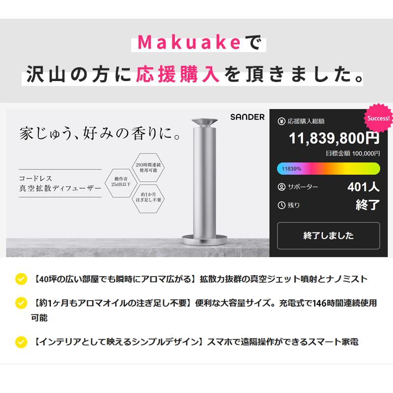 Makuake公式 瞬時にアロマが部屋の隅々へ 置くだけで空気が変わる