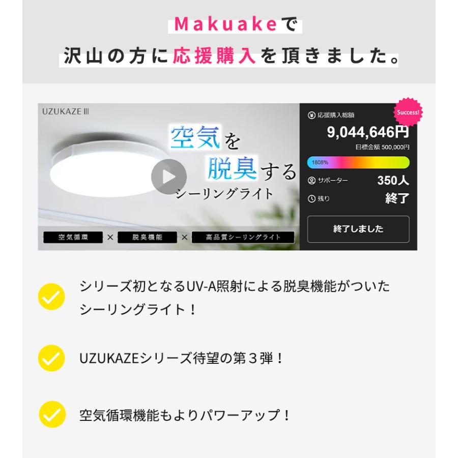 Makuake公式 空気の脱臭機能も搭載した次世代型のシーリングライト