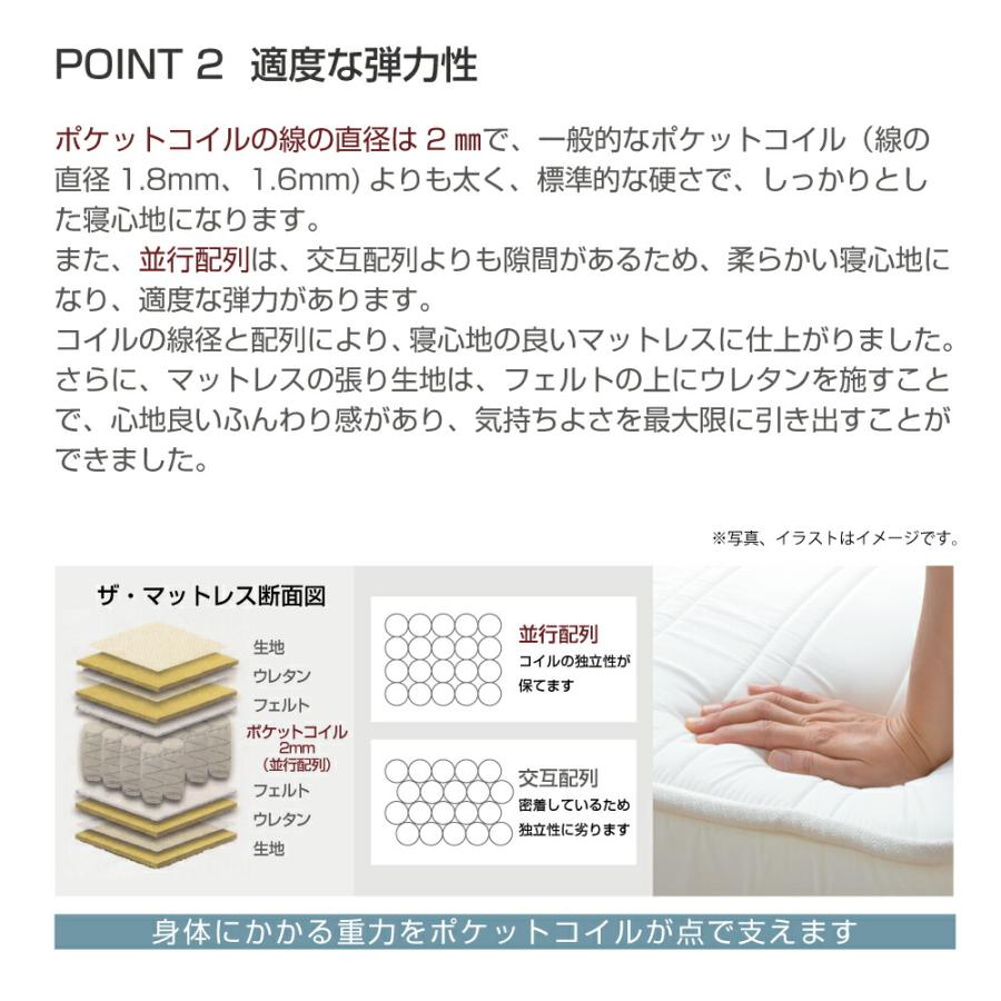 スプリングマットレス THE MATTRESS ポケットコイル スプリング セミダブル サイズ 120×195cm｜makura｜06
