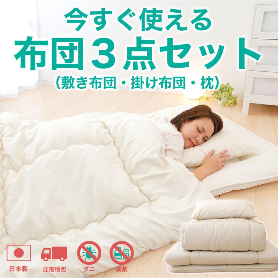 布団セット 今すぐ使える 布団3点セット ダブル 敷き布団 掛け布団 枕