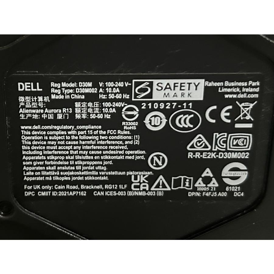 DELL Alienware エイリアンウェア ゲーミングパソコン R13 D30M i7-12700KF RTX3070 32GB デル ...