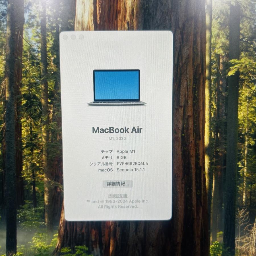 □MacBook Air M1 2020 8GB 256GB 13インチ A2337 シルバー バッテリー