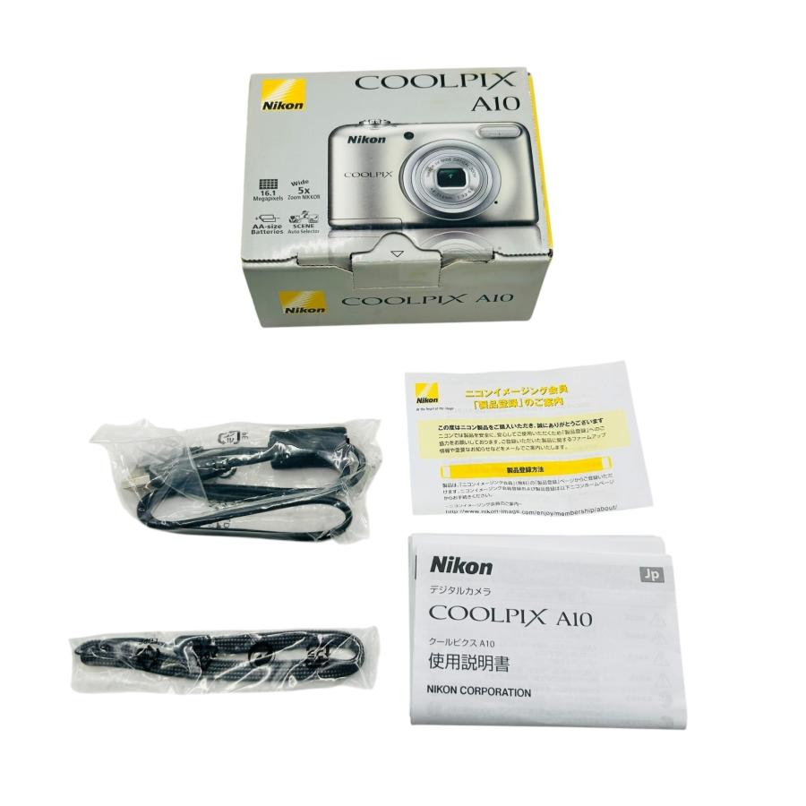 ■美品 Nikon COOLPIX A10 コンデジ シルバー 動作確認済み 元箱 付属品あり 単三電池式2444871