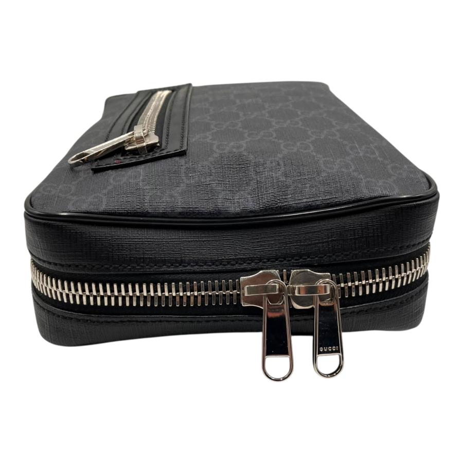 □美品 GUCCI グッチ ショルダーバッグ GG柄 ブラック PVC 斜め掛け