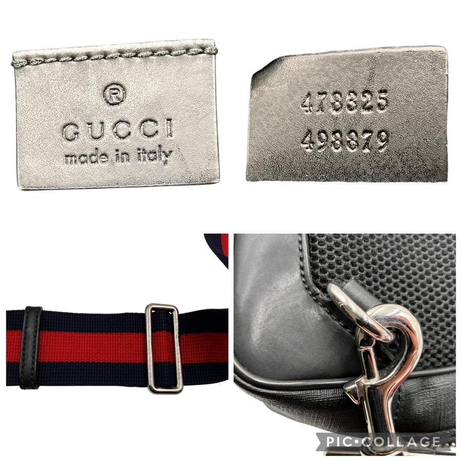 □美品 GUCCI グッチ ショルダーバッグ GG柄 ブラック PVC 斜め掛け