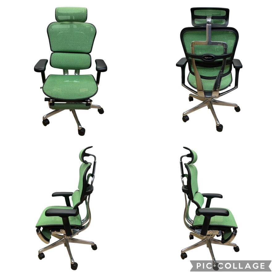 ■極美品 Ergohuman Pro2 エルゴヒューマン プロ2 オットマン付 グリーン メッシュチェア 展示品2494883_1