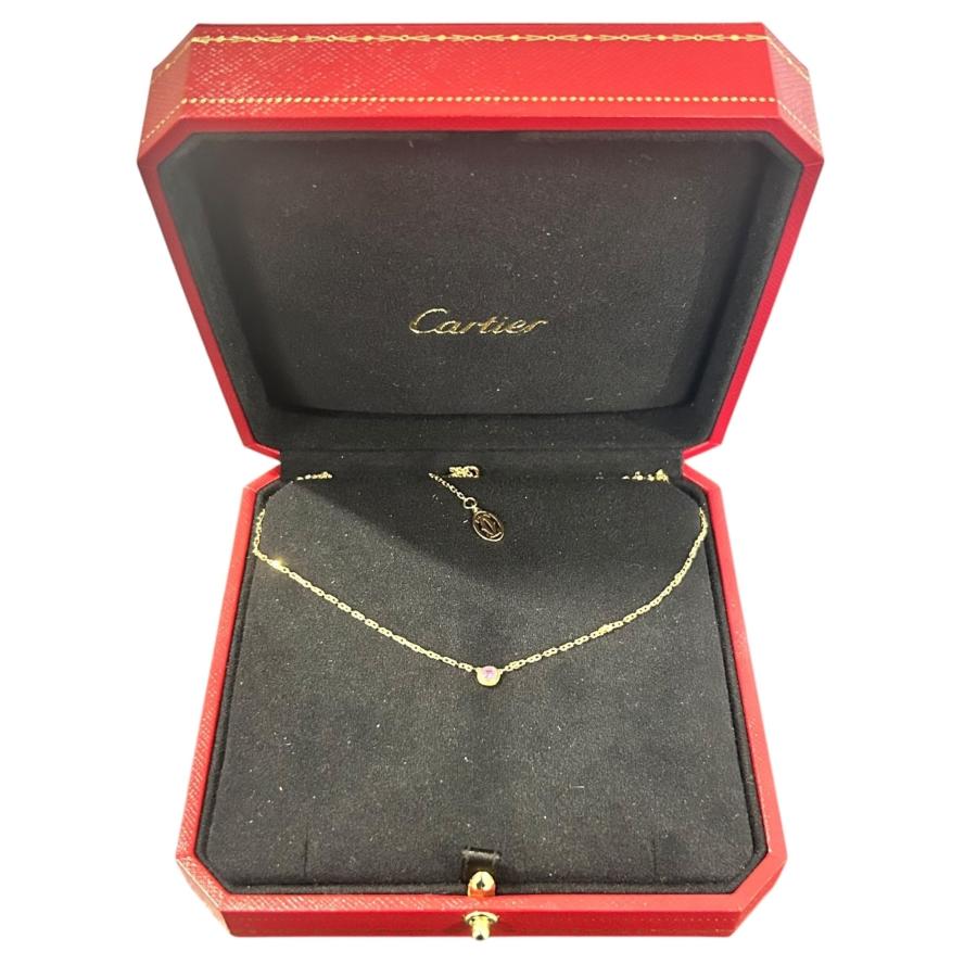 □美品 Cartier カルティエ ダムールネックレス XS ピンクストーン