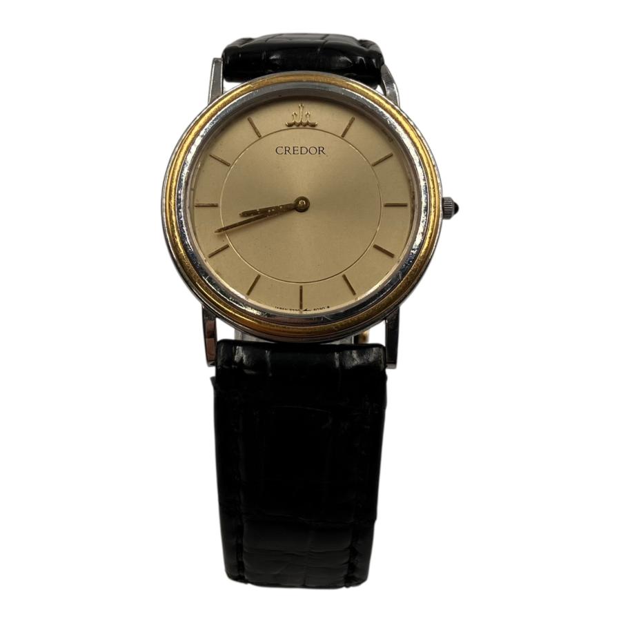 □SEIKO CREDOR 7770-6030 クオーツ 腕時計 18KTベゼル メンズ