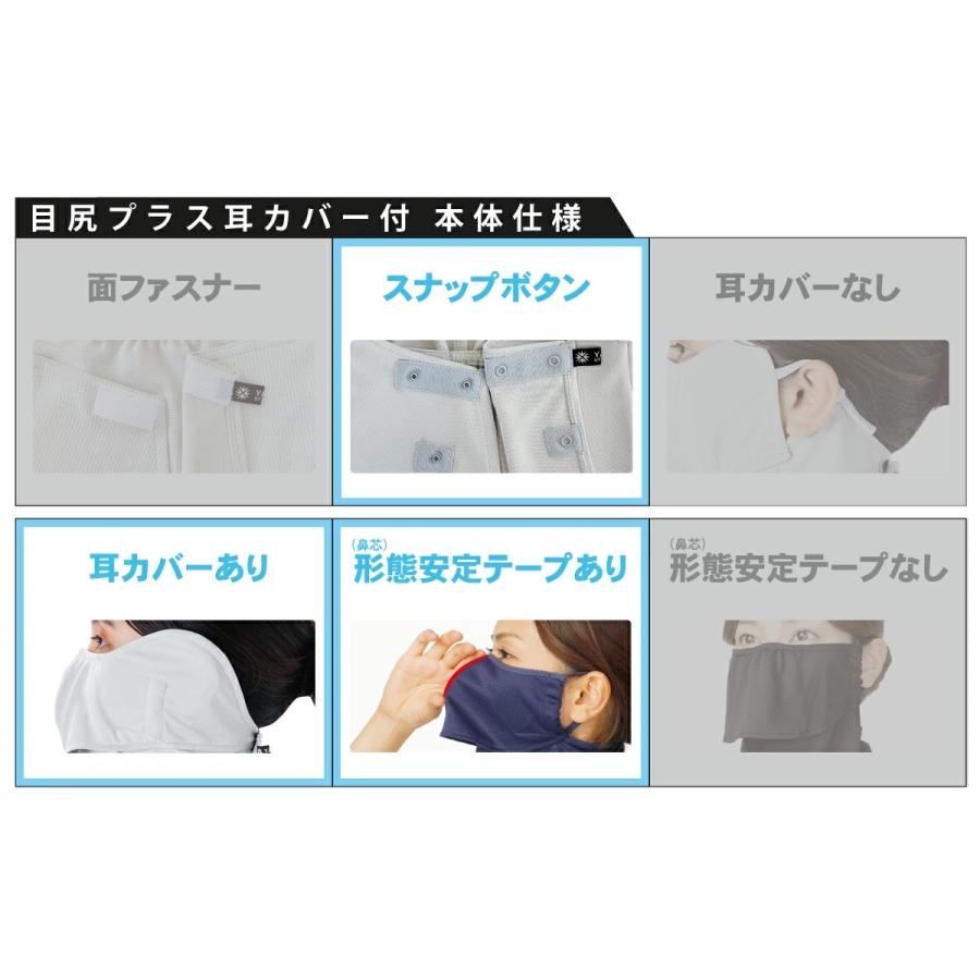 ヤケーヌ 目尻プラス フェイスマスク 日焼け UVカット スポーツ テニス  スナップボタン留 耳カバー付 | YAKeNU | 19