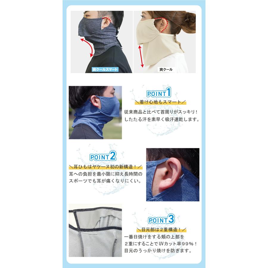 ヤケーヌ  爽クール スナップボタン留 フェイスマスク 日焼け UVカット スポーツ スマート | ブランド登録なし | 19