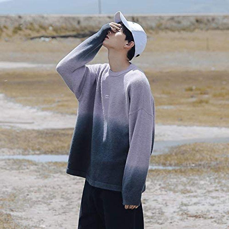 Inkpoo メンズ 秋冬 快適 暖かさ グラデーション ファッション 安心感 軽便 長袖 灰色xl 新作商品