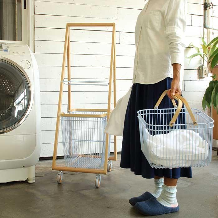 ワゴン バスケット 2段 キャスター付き CARRY BASKET WOGON-L ランドリーラック LIV-CL2の画像