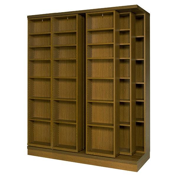 スライド書棚 本棚 書院 大容量 三重スライド式 オープン 幅160cm 3LSI