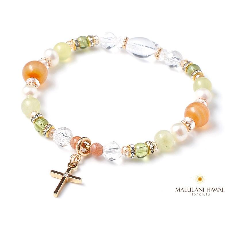 マルラニハワイ 誕生石ブレスレット Happy Amulet 8月 ペリドット