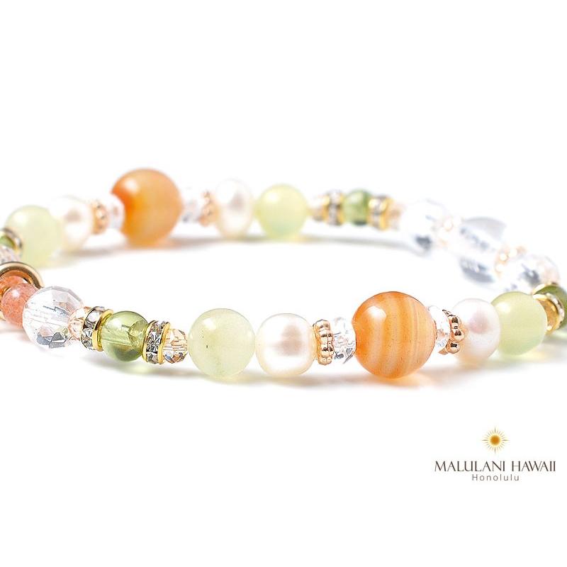 マルラニハワイ 誕生石ブレスレット Happy Amulet 8月 ペリドット