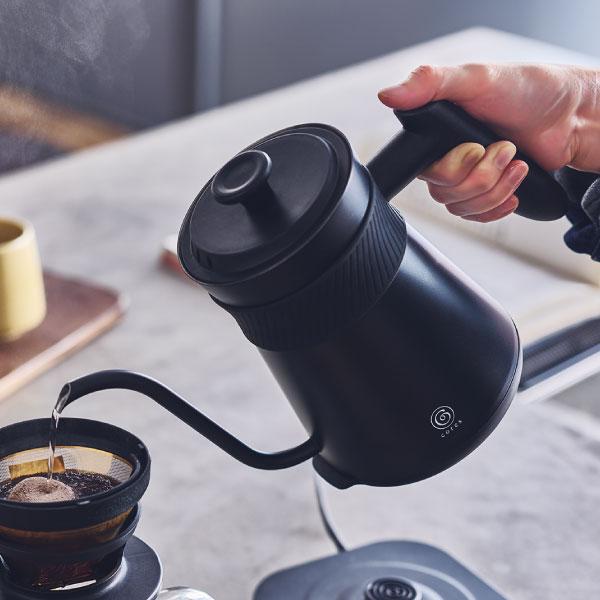 電気ケトル ブラック　温度調整可能900ml おしゃれ　コーヒーLED表示パネル cores（コレス） 電気ケトル おしゃれ ステンレス コーヒー用 ドリップ