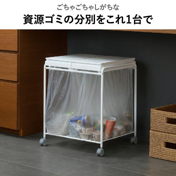 ゴミ箱 45リットル おしゃれ 分別 ごみ箱 ダストボックス ふた付き 45L スリム キッチン キャスター 資源ゴミ 縦型 RISU 2分別フレームダストワゴン フタ付き
