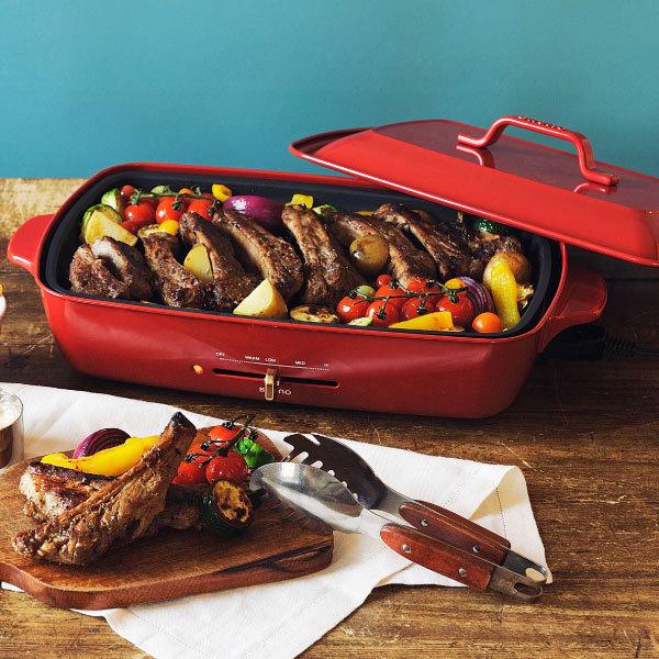 BRUNO ホットプレートグランデサイズ レッド レシピ本 【公式通販】