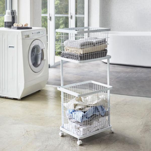 tower ランドリーワゴン おしゃれ 2段 スリム ランドリー収納 カゴ