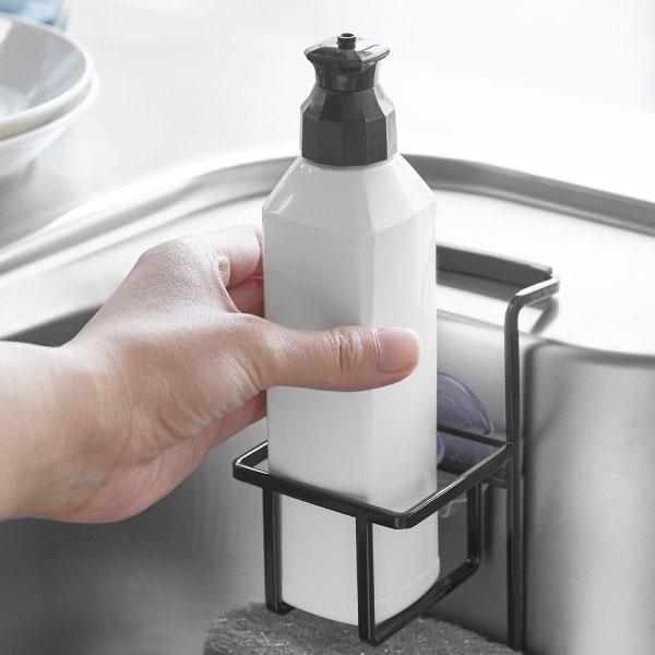 キッチン用品　両手鍋　ステンレスボトル　ディッシュラック　マグカップ　耐熱皿　保存袋　スポンジ　お箸　 山崎実業 スポンジホルダーボトルホルダー スポンジラック 水切り