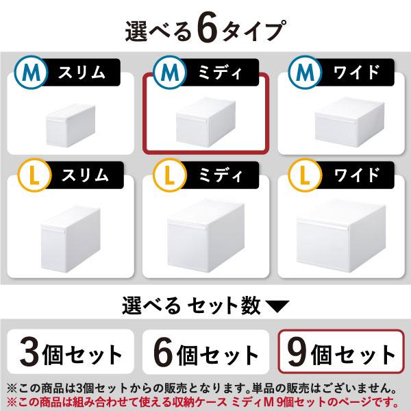 収納ケース 衣装ケース 引き出し 押し入れ プラスチック 組み合わせて使える収納ケース ミディM MOS-02L 9個組 like-it ライクイット_2