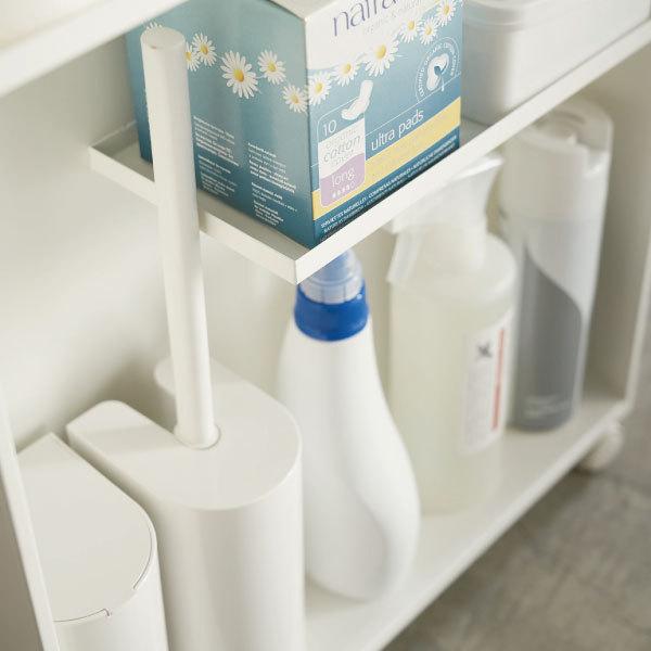 トイレ収納 おしゃれ スリム 省スペース トイレ収納棚 ラック キャスター 目隠し収納 大容量 ホワイト ブラック 北欧 ハンドル付きスリムトイレラック タワー_7