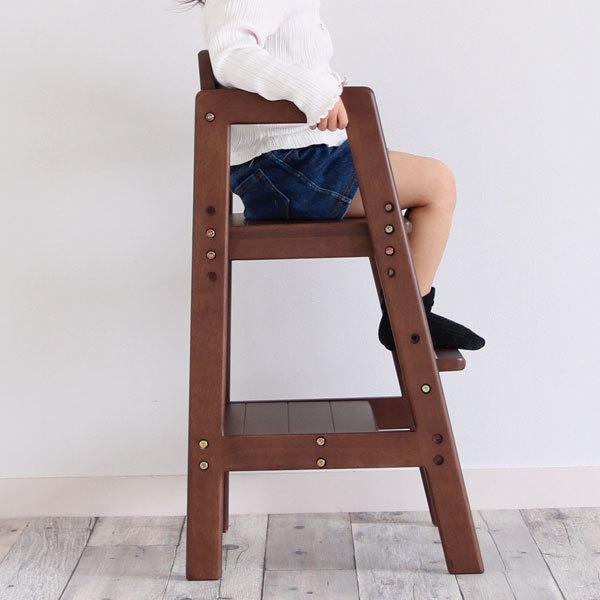 椅子 子供用 木製 高さ調節 3段階 2歳から 北欧 おしゃれ かわいい イス いす ステップ 踏み台 耐荷重80kg  ツーウェイ キッズハイチェア｜mamachi｜06