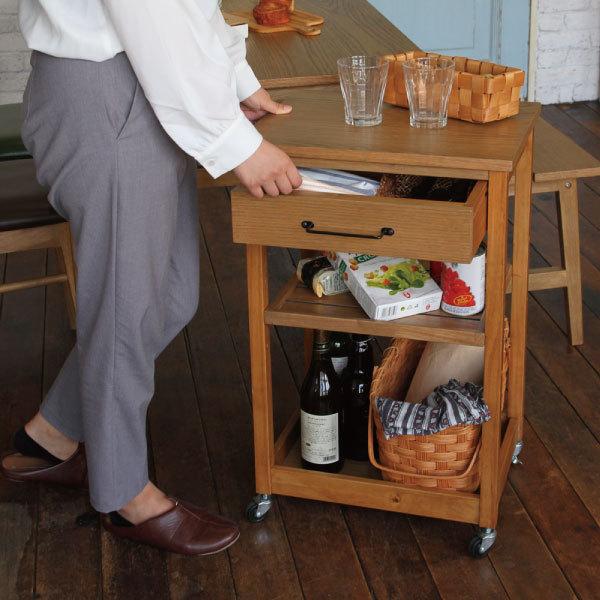 ICHIBA（市場） キッチンワゴン おしゃれ 木製 キャスター付き