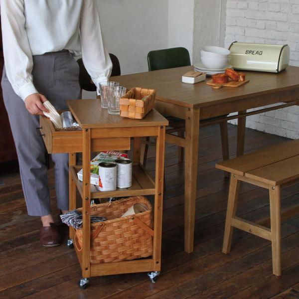 ICHIBA（市場） キッチンワゴン おしゃれ 木製 キャスター付き