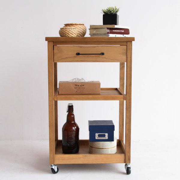 ICHIBA（市場） キッチンワゴン おしゃれ 木製 キャスター付き