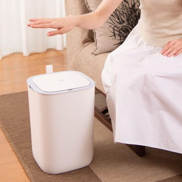 ゴミ箱 おしゃれ スリム リビング用 蓋付き ダストボックス 自動開閉 生ゴミ 正規販売店 EKO モランディ プラスチックセンサービン 12L ホワイト