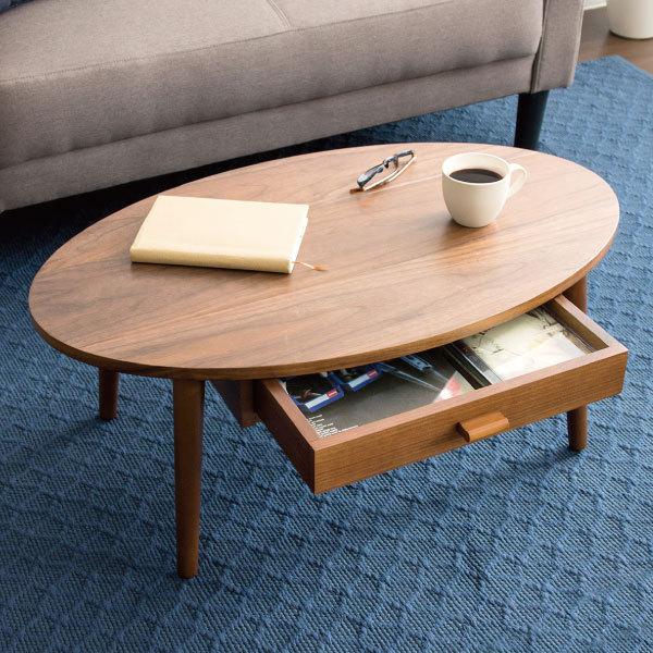 宮武製作所 センターテーブル 木製 丸 引き出し付き ローテーブル 北欧
