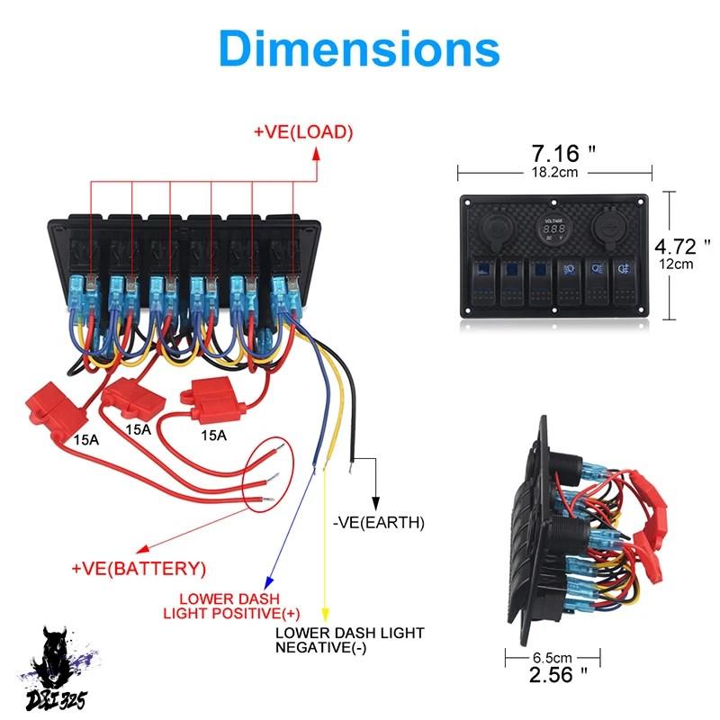 【互換品】 LEDディスプレイパネル デジタル電圧計 デュアルUSBアダプター ロッカー 6ギャング 12v 車船舶ボートアルミニウム 社外製 |  | 06