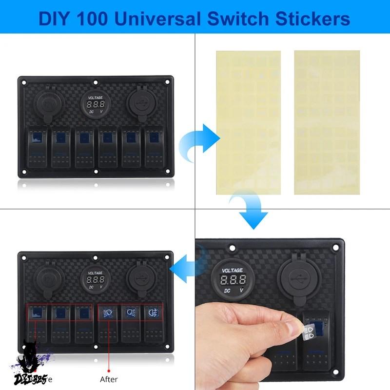 【互換品】 LEDディスプレイパネル デジタル電圧計 デュアルUSBアダプター ロッカー 6ギャング 12v 車船舶ボートアルミニウム 社外製 |  | 07