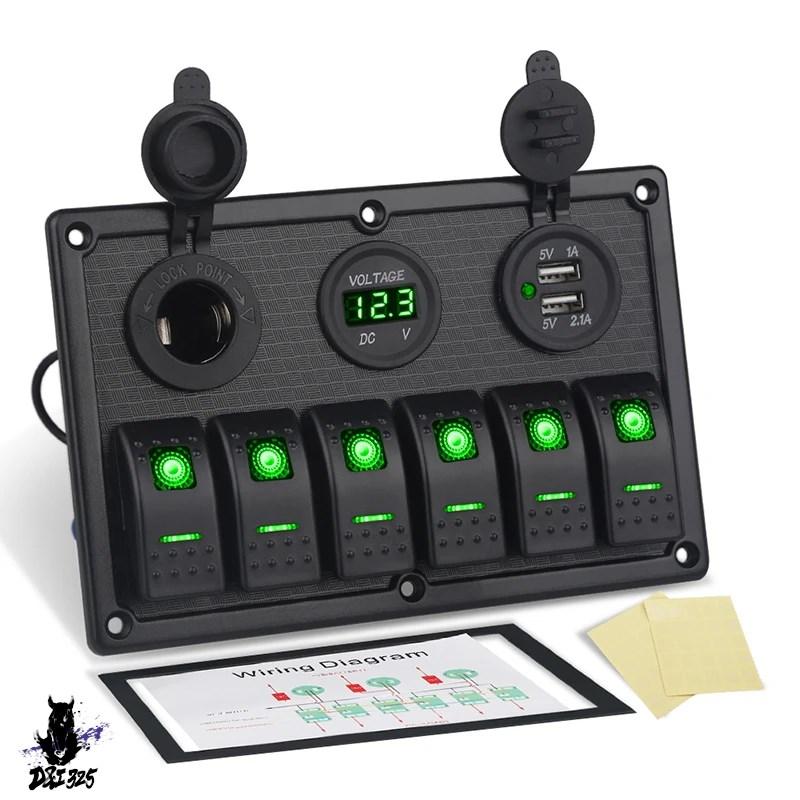 【互換品】 LEDディスプレイパネル デジタル電圧計 デュアルUSBアダプター ロッカー 6ギャング 12v 車船舶ボートアルミニウム 社外製 |  | 11