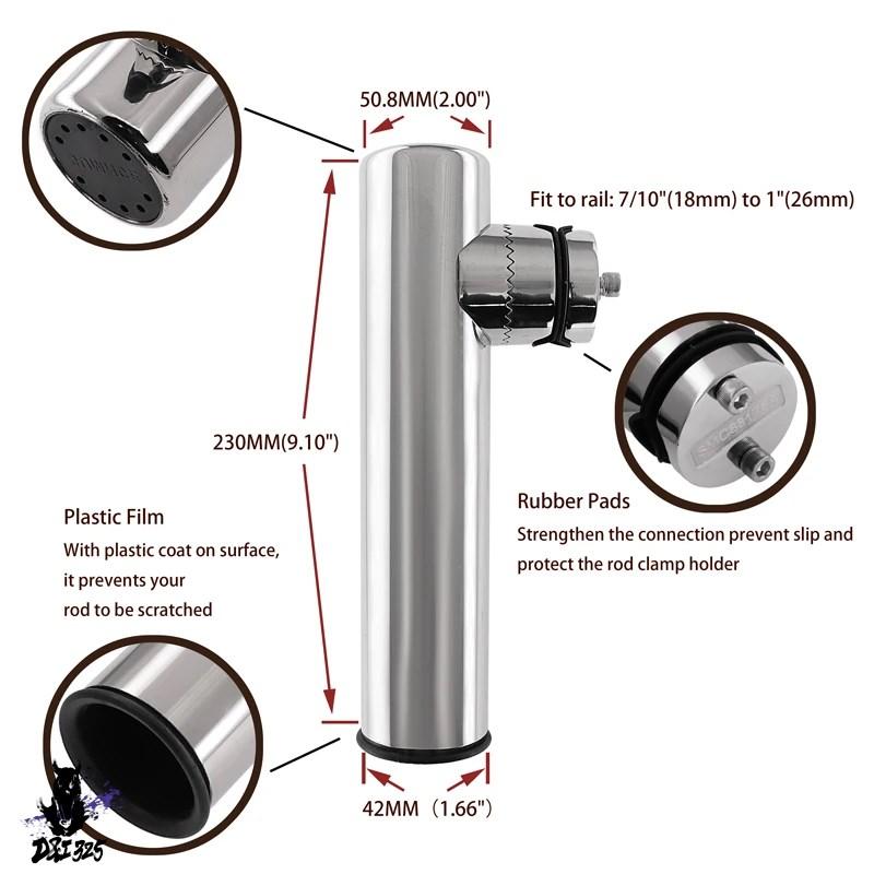 【互換品】 18?26mm回転式ステンレス釣り竿ホルダー ボートアクセサリー 7 8インチ ?1インチ レール 対応 社外製 |  | 14