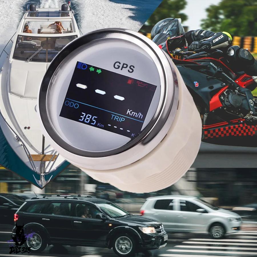 【互換品】 52mmデジタルGPSスピードメーター 999 mph h 走行距離計 液晶ディスプレイ - バイク ボート用 社外製 |  | 09