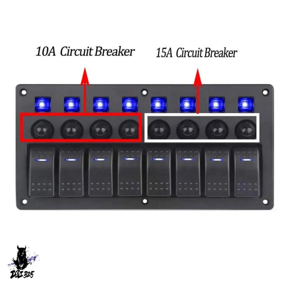 【互換品】 マリンボート 防水8ギャングマリントグルスイッチ 12v 24v回路ブレーカ過負荷保護ledスイッチパネル オフ 社外製 |  | 05