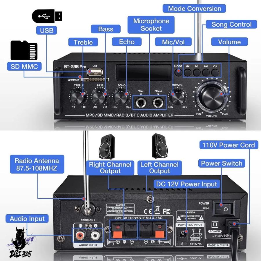 【互換品】 Auto- BT-298プロ Bluetoothステレオラジオアンプ パワー最大400wx2 2023バージョン 社外製 |  | 04
