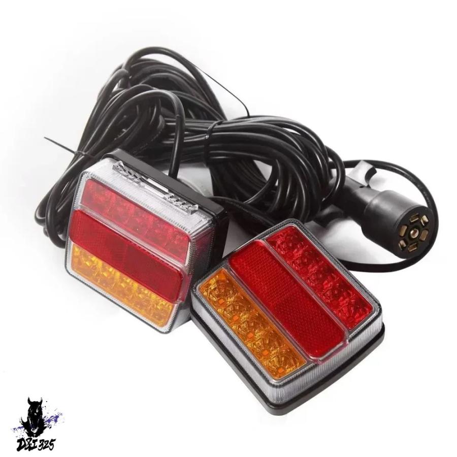 【互換品】 12v磁気LEDトラックテールライト ナンバープレートライト 警告ブレーキランプ 信号灯 - 2個セット - トレーラー キャラバン キャッパー ATV ボート |  | 01