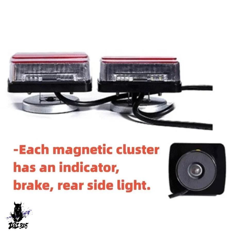 【互換品】 12v磁気LEDトラックテールライト ナンバープレートライト 警告ブレーキランプ 信号灯 - 2個セット - トレーラー キャラバン キャッパー ATV ボート |  | 04