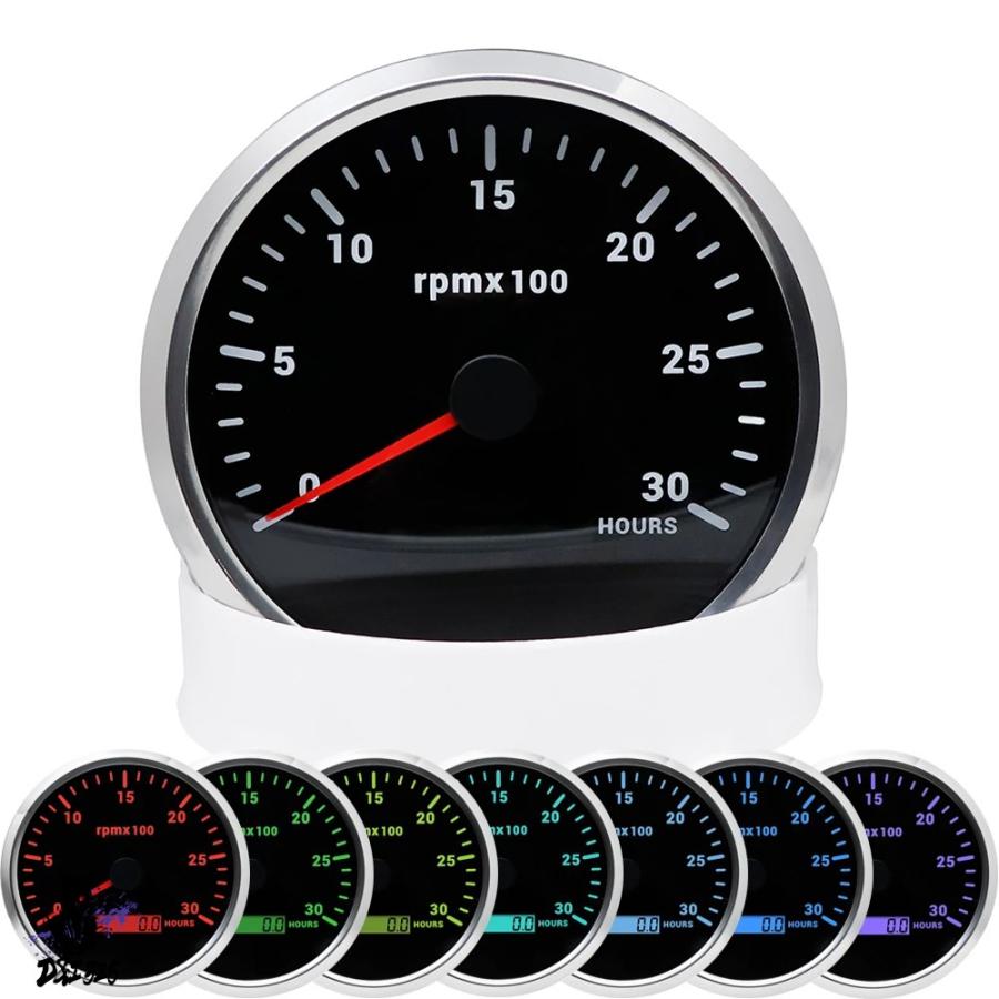 【互換品】 LCDデジタル計 rpm 110mm 6000 rpm 7色 バックライトタコメーター マリンボート 社外製_1