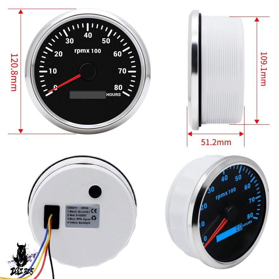 【互換品】 LCDデジタル計 rpm 110mm 6000 rpm 7色 バックライトタコメーター マリンボート 社外製_4