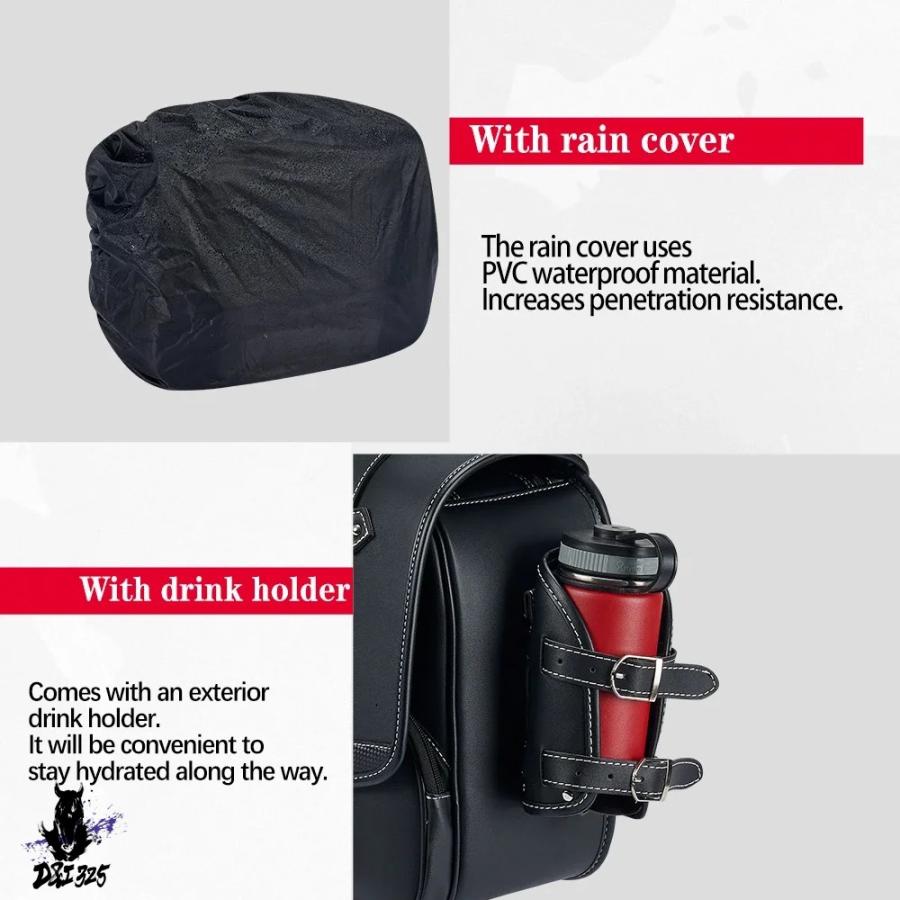 【互換品】 ホンダCMXレブル500 250 300用 パンサー防水PUレザーツールバッグ20L サイドサドルバッグレトロバイクバッグ 社外製_3