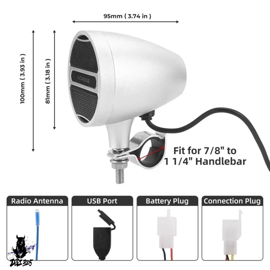 互換品】 mt473 7 8-1.25 ハンドルバー用 防水バイクBluetooth