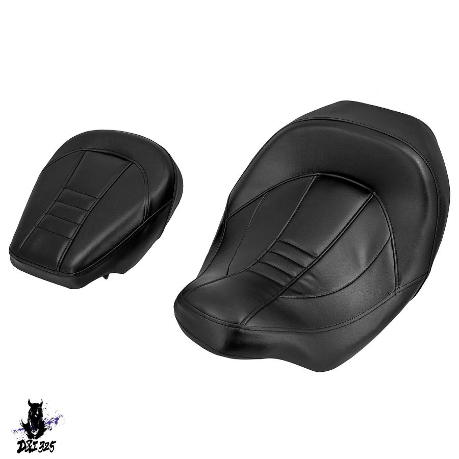 【互換品】 ハーレーツーリングクラシックcvoストリートグライド2009-2023用オートバイ用助手席バックシート2ピースブラック 社外製
